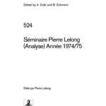 خرید و دانلود نسخه کامل کتاب Seminaire Pierre Lelong (Analyse) Annee 1974-75