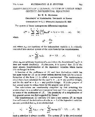 خرید و دانلود نسخه کامل کتاب Semivariants of a General System of Linear Homogeneous Differential Equations (1920)(en)(4s)