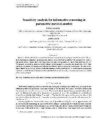 خرید و دانلود نسخه کامل کتاب Sensitivity analysis for informative censoring in parametric survival models (2005)(en)(15s)