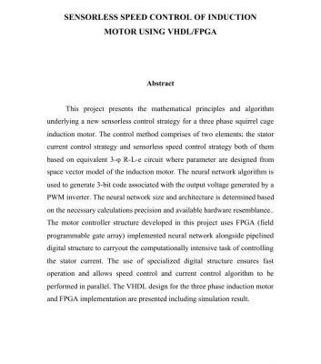 خرید و دانلود نسخه کامل کتاب Sensorless speed control of Induction Motor using VHDL/FPGA