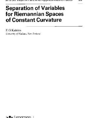 خرید و دانلود نسخه کامل کتاب Separation of variables for Riemannian spaces of constant curvature (Longman)