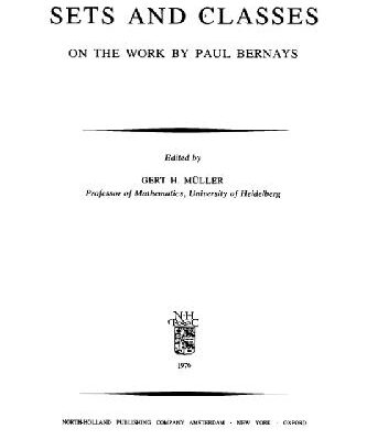 خرید و دانلود نسخه کامل کتاب Sets and Classes: On the Work by Paul Bernays