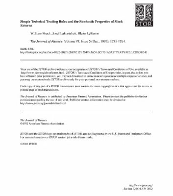 خرید و دانلود نسخه کامل کتاب Simple Technical Trading Rules and the Stochastic Properties of Stock Returns