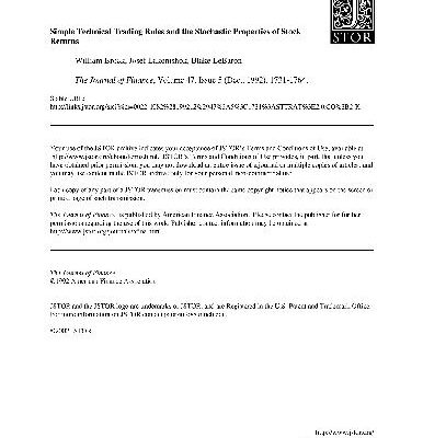 خرید و دانلود نسخه کامل کتاب Simple Technical Trading Rules and the Stochastic Properties of Stock Returns
