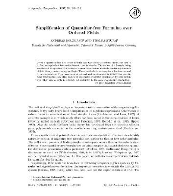 خرید و دانلود نسخه کامل کتاب Simplification of quantifier-free formulae. JSC 1997