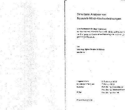 خرید و دانلود نسخه کامل کتاب Simultane Analyse von Bauwerk-Wind-Wechselwirkungen