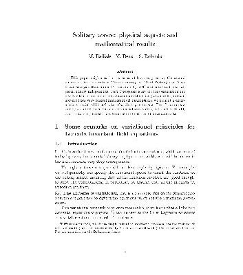 خرید و دانلود نسخه کامل کتاب Solitary waves physical aspects and mathematical results