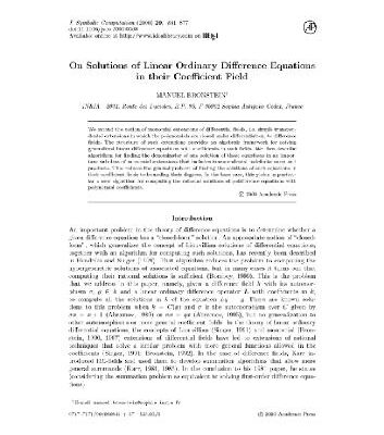 خرید و دانلود نسخه کامل کتاب Solutions of ODEs in their coeff field. JSC 2000