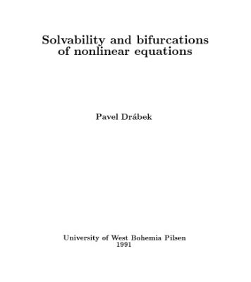 خرید و دانلود نسخه کامل کتاب Solvability and Bifurcations of Nonlinear Equations