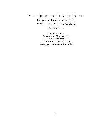 خرید و دانلود نسخه کامل کتاب Some applications of the residue theorem (MATH322)