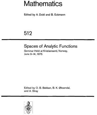 خرید و دانلود نسخه کامل کتاب Spaces of Analytic Functions