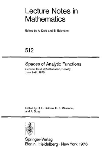 خرید و دانلود نسخه کامل کتاب Spaces of Analytic Functions_6892f8143660e.jpeg خرید و دانلود نسخه کامل کتاب Spaces of Analytic Functions