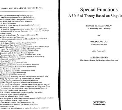 خرید و دانلود نسخه کامل کتاب Special functions: a unified theory based on singularities