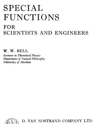 خرید و دانلود نسخه کامل کتاب Special functions for scientists and engineers