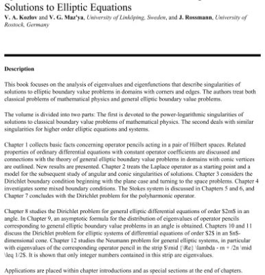 خرید و دانلود نسخه کامل کتاب Spectral Problems Associated with Corner Singularities of Solutions to Elliptic Equations