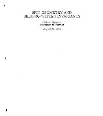 خرید و دانلود نسخه کامل کتاب Spin geometry and Seiberg-Witten invariants
