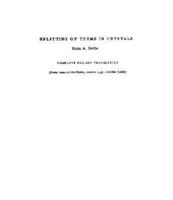 خرید و دانلود نسخه کامل کتاب Splitting of terms in crystals: Complete English translation
