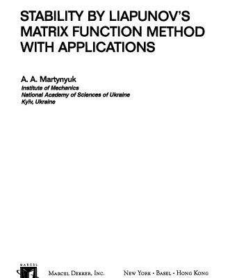 خرید و دانلود نسخه کامل کتاب Stability by Liapunov’s matrix function method with applications