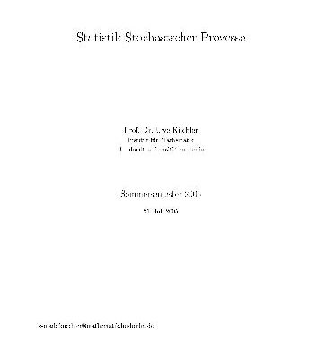 خرید و دانلود نسخه کامل کتاب Statistik stochastischer Prozesse 001