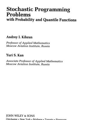 خرید و دانلود نسخه کامل کتاب Stochastic Programming Problems with Probability and Quantile Functions