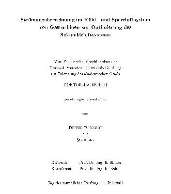 خرید و دانلود نسخه کامل کتاب Stromungsberechnung im Kuhl- und Sperrluftsystem von Gasturbinen zur Optimierung des Sekundarluftsystems