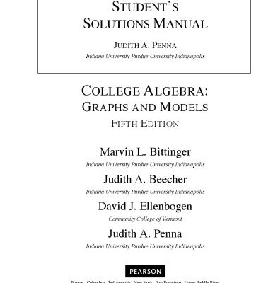 خرید و دانلود نسخه کامل کتاب Student’s Solutions Manual for College Algebra: Graphs and Models