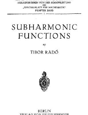 خرید و دانلود نسخه کامل کتاب Subharmonic functions