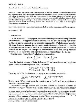 خرید و دانلود نسخه کامل کتاب Summation in finite terms 1981