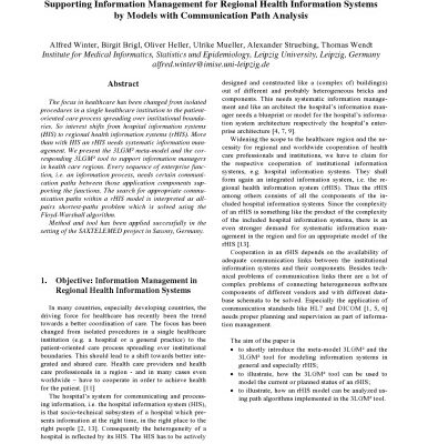 خرید و دانلود نسخه کامل کتاب Supporting Information Management for Regional Health Information Systems by Models with Communication Path Analysis