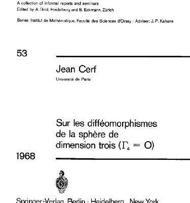 خرید و دانلود نسخه کامل کتاب Sur les diffeomorphismes de la sphere de dimension trois