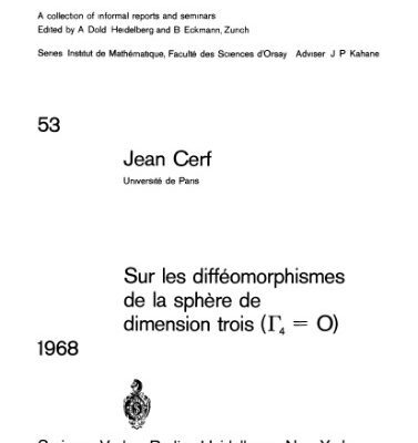 خرید و دانلود نسخه کامل کتاب Sur les diffeomorphismes de la sphere de dimension trois (G4 = O)