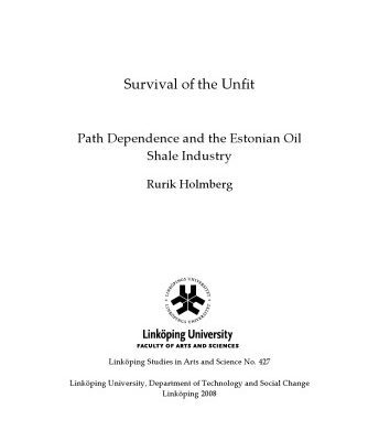 خرید و دانلود نسخه کامل کتاب Survival of the unfit : path dependence and the Estonian oil shale industry