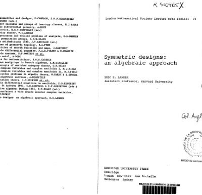 خرید و دانلود نسخه کامل کتاب Symmetric design: an algebraic approach