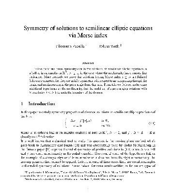 خرید و دانلود نسخه کامل کتاب Symmetry of solutions to semilinear elliptic equations via Morse index