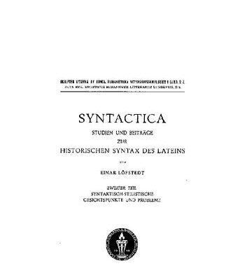 خرید و دانلود نسخه کامل کتاب Syntactica. T2, Syntaktisch-stilistische Gesichtspunkte und Probleme