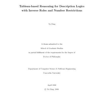 خرید و دانلود نسخه کامل کتاب Tableau-based Reasoning for Description Logics with Inverse Roles and Number Restrictions [PhD Thesis]