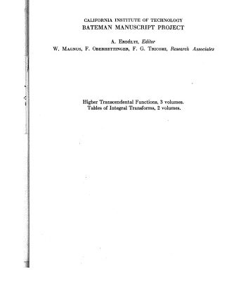 خرید و دانلود نسخه کامل کتاب TABLES OF INTEGRAL TRANSFORMS. Volume II. Based, in Part, on Notes Left by Harry Bateman Late Professor of Mathematics, Theoretical Physics, and Aeronautics at the California Institute of Technology.