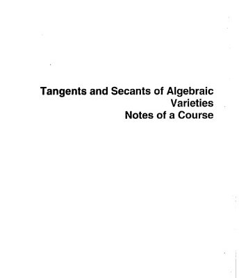خرید و دانلود نسخه کامل کتاب Tangents and secants of algebraic varieties