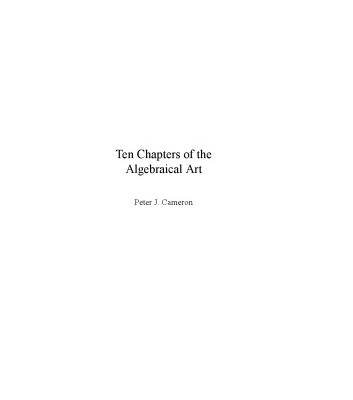 خرید و دانلود نسخه کامل کتاب Ten Chapters of the Algebraical Art [Lecture notes]
