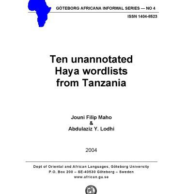 خرید و دانلود نسخه کامل کتاب Ten unannotated Haya wordlists from Tanzania