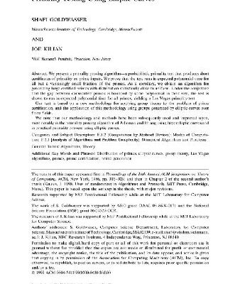 خرید و دانلود نسخه کامل کتاب Testing primality using elliptic curves