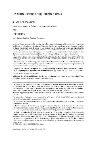 خرید و دانلود نسخه کامل کتاب Testing primality using elliptic curves_68a1b93ca3486.jpeg خرید و دانلود نسخه کامل کتاب Testing primality using elliptic curves