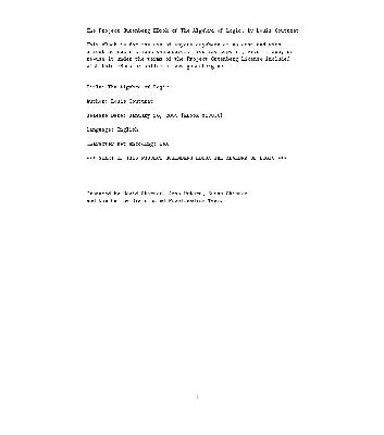 خرید و دانلود نسخه کامل کتاب The algebra of logic Project Gutenberg