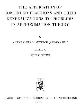 خرید و دانلود نسخه کامل کتاب The application of continued fractions and their generalizations to problems in approximation theory