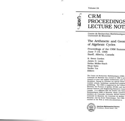 خرید و دانلود نسخه کامل کتاب The arithmetic and geometry of algebraic cycles: proceedings of the CRM summer school, June 7-19, 1998, Banff, Alberta, Canada