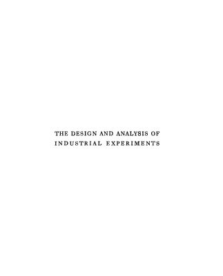 خرید و دانلود نسخه کامل کتاب The Design and Analysis of Industrial Experiments