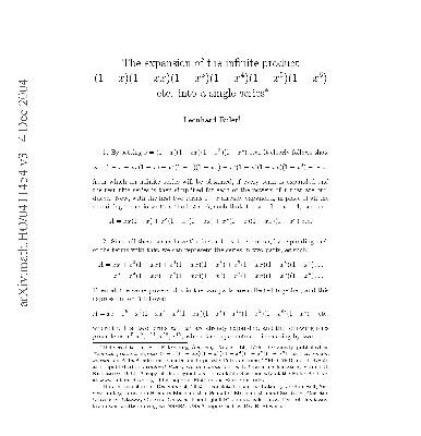 خرید و دانلود نسخه کامل کتاب The expansion of the infinite product into a single series
