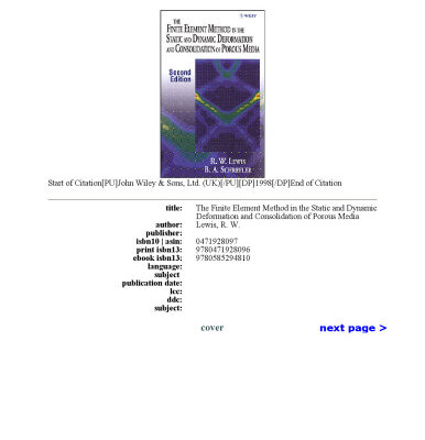 خرید و دانلود نسخه کامل کتاب The Finite Element Method in the Static and Dynamic Deformation and Consolidation of Porous Media, 2nd Edition