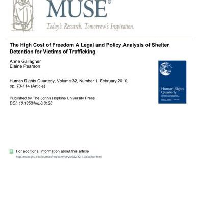خرید و دانلود نسخه کامل کتاب The High Cost of Freedom: A Legal and Policy Analysis of Shelter Detention for Victims of Trafficking – Anne Gallagher, Elaine Pearson