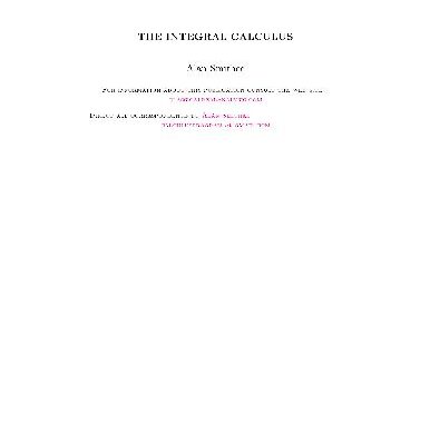 خرید و دانلود نسخه کامل کتاب The Integral Calculus